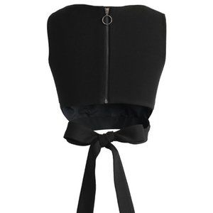 Sleeveless Black Back Tie Crop Top with Zipper NWT